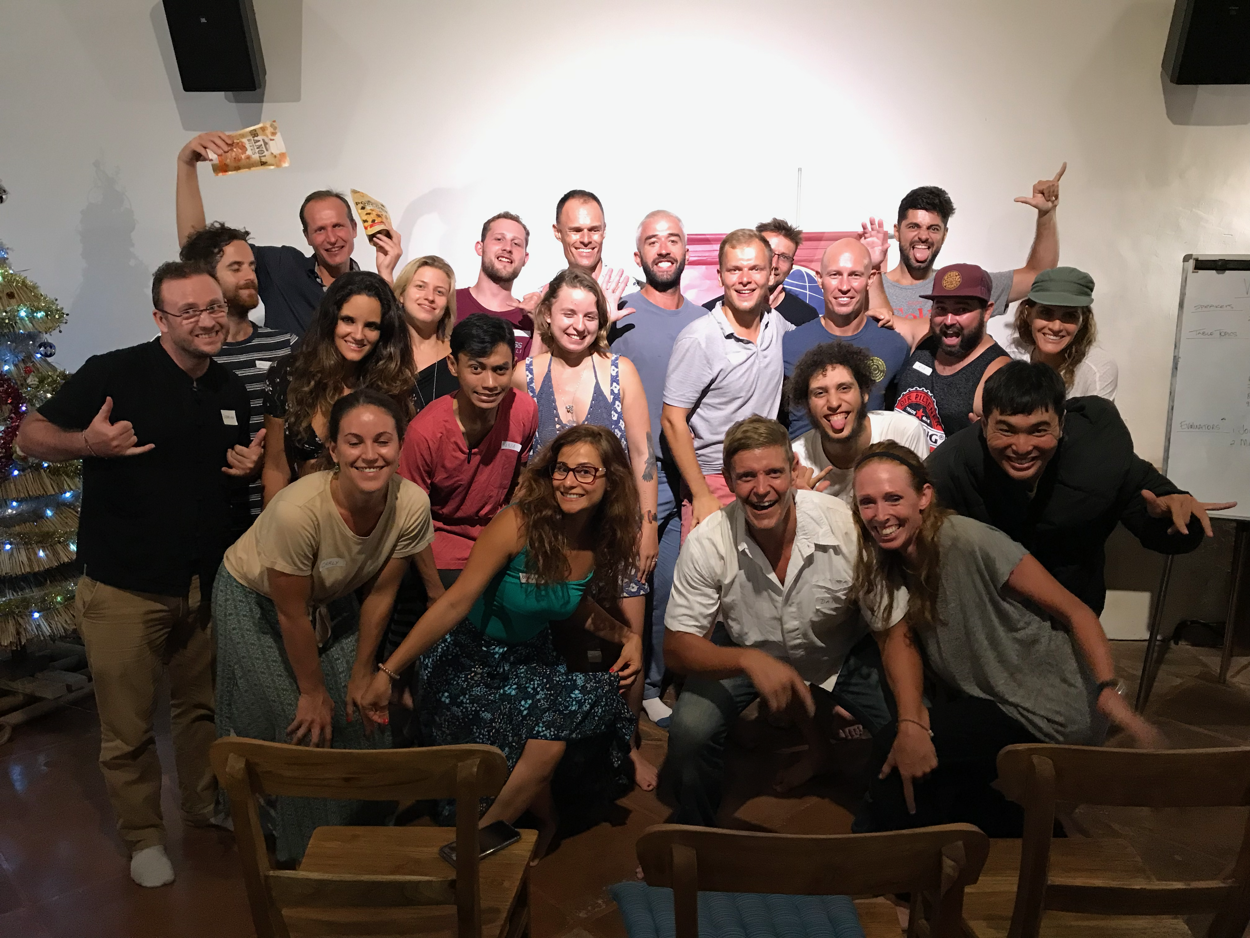 Large Toastmasters gathering celebrating together
